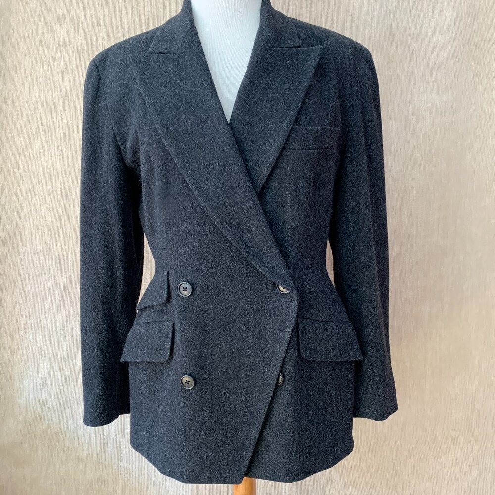 Vintage DKNY Gray Wool Double-Breasted Blazer